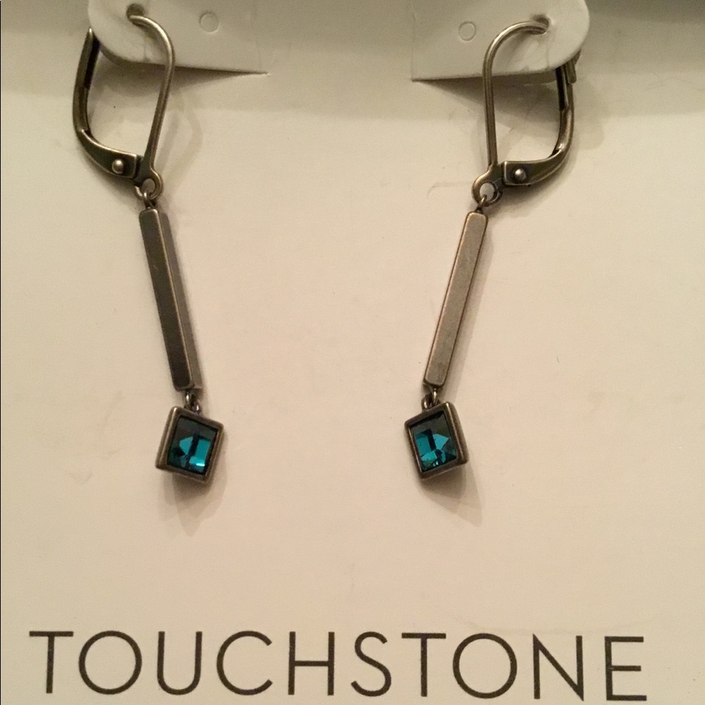 Drop Earrings Blue Crystal